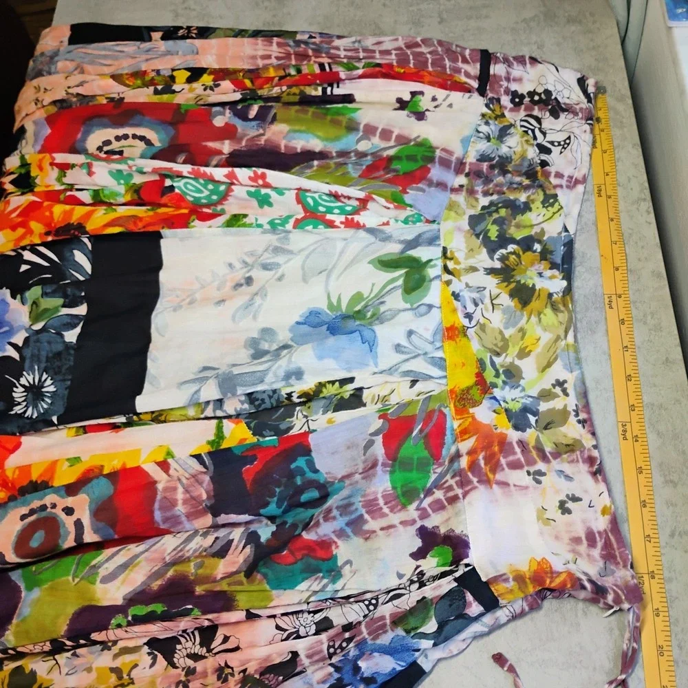 Sacred Threads Maxi Skirt Womens XL Boho Patchwork Floral Hippie Multicolor